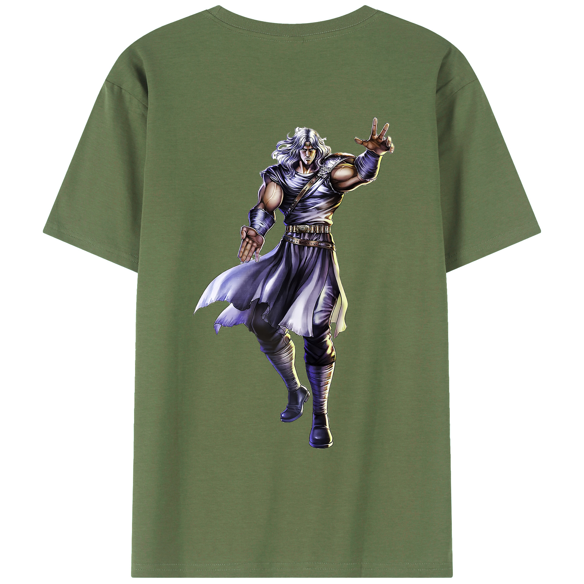 （画像用） 北斗の拳 Fist of the North Star 綿100％ メンズ半袖Tシャツ（バックプリント） 通気性